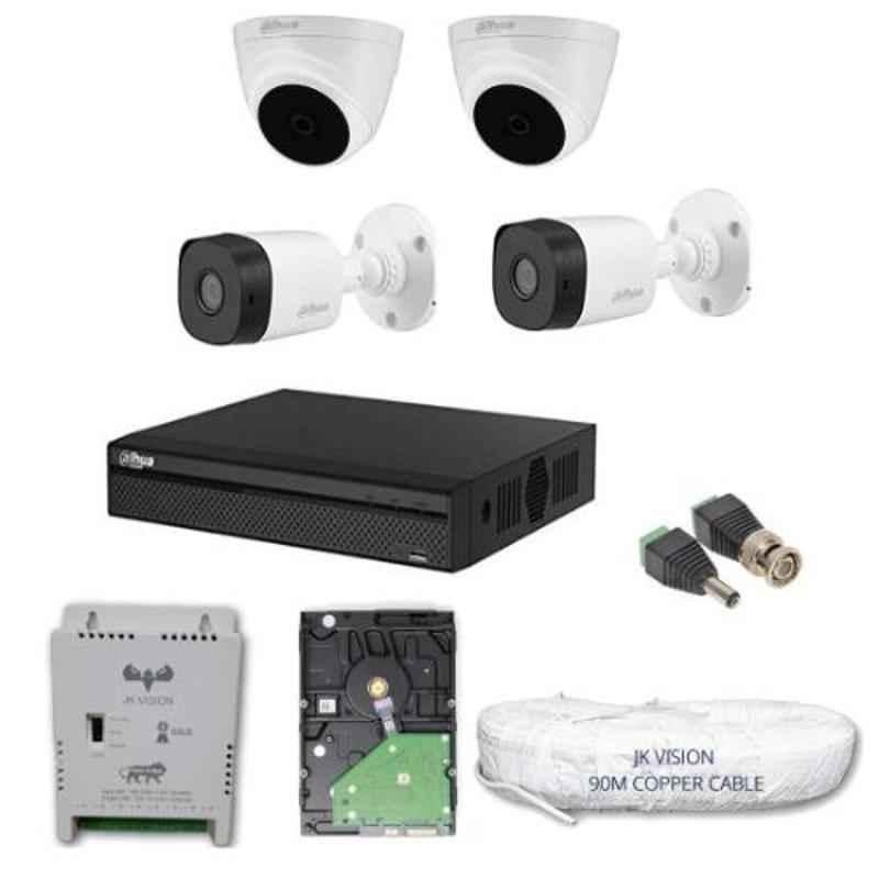 مجموعه کامل دوربین مداربسته 1 مگاپیکسلی داهوا برای خانه/دفتر (2 Dome، 2 گلوله، DVR، منبع تغذیه، کانکتور BNC/DC)